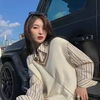 Хлопковый жилет, женский вязаный жилет в консервативном стиле с v-образным вырезом, корейская мода, повседневные офисные зимние топы большого размера S белый