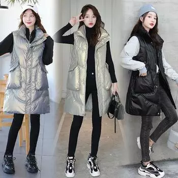 Хлопковый жилет, женская зимняя куртка 2025 года из хлопка M чёрный