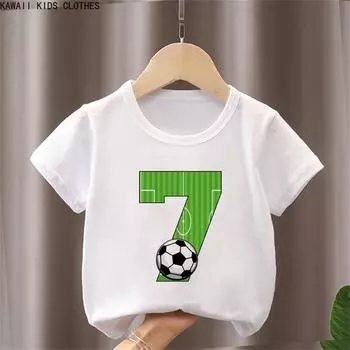 Хлопок 100% 2025 Новые футболки для мальчиков и девочек, футболки на день рождения, футболки для мальчиков 3-12 лет, спортивная футболка для детей, подарок на день рождения, футболка, топы 100