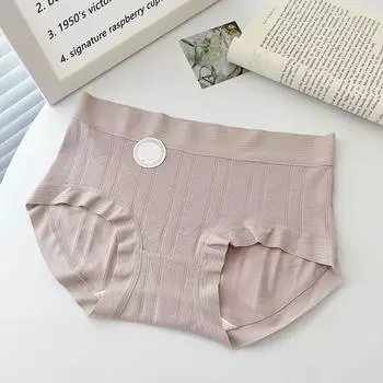 Хлопок~7A антибактериальное женское нижнее белье женские однотонные трусики из чистого хлопка трусы бикини не оставляющие следов M розовый