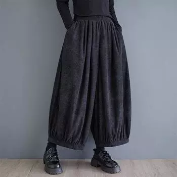 Хлопок Большие размеры Винтажные цветочные с высокой талией Повседневные свободные брюки с широкими штанинами весна-осень Женские шаровары Брюки