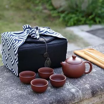 Хлопок и лен, 1 горшок, 4 чашки, чайный набор, тканевая сумка, портативная дорожная сумка для хранения, чайная чашка, сумка для чайного горшка, портативная уютная сумка для чая LC670 M