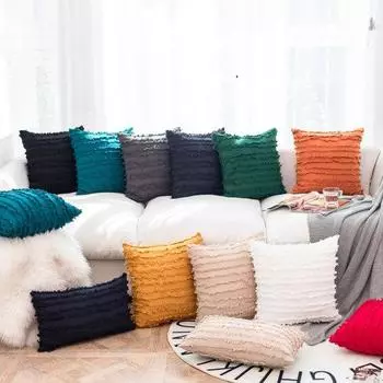 Хлопок и лен, однотонный жаккардовый чехол в богемную полоску для дома, дивана, комнаты, наволочка кремовый