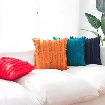 Хлопок и лен, однотонный жаккардовый чехол в богемную полоску для дома, дивана, комнаты, наволочка молочный белый