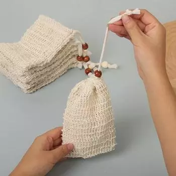 Хлопок Льняной мешочек для хранения мыла Пузыристый сетчатый подвесной комплект Карманный пенящийся органайзер для очищающего средства для лица Домашние принадлежности для ванной комнаты