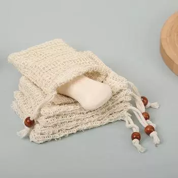 Хлопок Льняной мешочек для хранения мыла Пузыристый сетчатый подвесной комплект Карманный пенящийся органайзер для очищающего средства для лица Домашние принадлежности для ванной комнаты