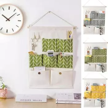 Хлопок, лен, 7 карманов, подвесная сумка, водонепроницаемая, косметическая, для игрушек, органайзер для офиса серый