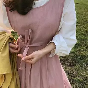 Хлопок лен фартуки для рисования женские художественные халаты котята фартук для девочек короткие скандинавские юбки-плиссе фартук для женщин девушки рабочая одежда света кофе