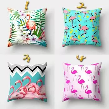Хлопок Лен Фламинго Тропический Монстера Подушка Подушка для автомобиля Украшение для дома Декоративная 6