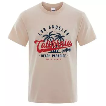 Хлопок Пляжный рай Мужские топы Модная футболка с круглым вырезом Хлопковая летняя футболка Дышащая одежда больших размеров S красный