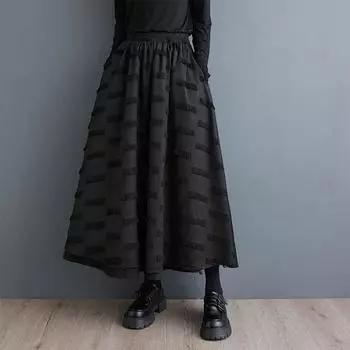 Хлопок плюс размер Высокая талия винтаж весна осень повседневная свободная длинная для женщин юбки женская юбка