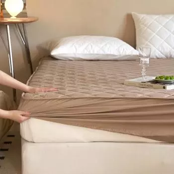 Хлопок с ромбовидной сеткой, ламинированный хлопок, шапка-кровать, защита для матраса, чехол для кровати, сплошной цвет, простой простой европейский стиль, одинарный чехол для кровати 150*200cm