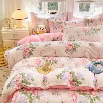 Хлопок Высокого Качества 60 Нитей 4-Предметный Комплект Хлопок Длинноволокнистый Весенне-Летнее Покрывало Наматрасник Чистый Хлопок Студенческое Общежитие [Student Bed 0.9/1 Sheet 3pc150 * 200