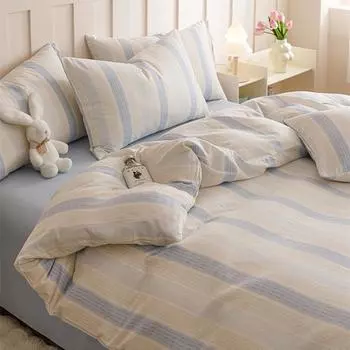 Хлопок высшего класса для матерей и младенцев, двухслойная пряжа, длинноволокнистый хлопок, чистый хлопок, мягкая и дышащая простыня из чистого хлопка для сна нагишом 1.2m bed sheet three-piece set 150 * 200