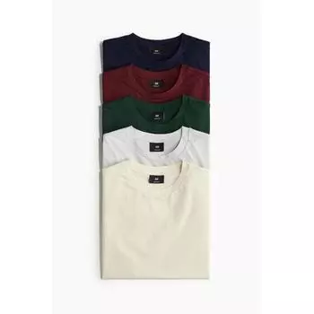 HM 5 предметов Regular Fit футболка комплект кремовый светло-серый лесной зеленый M