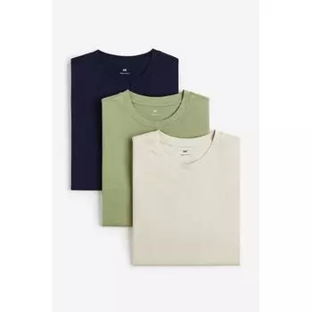 HM комплект из 3 футболок стандартного кроя светло-бежевого цвета XS