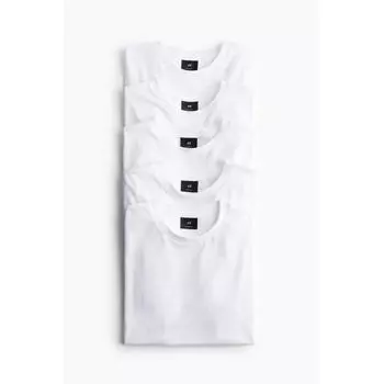 HM КОМПЛЕКТ ИЗ 5 ФУТБОЛОК СТАНДАРТНОГО ПОКРЫТИЯ БЕЛЫЙ XS