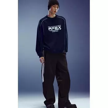 HM Loose Fit Print sweatsHirt Navy Blue Apex S