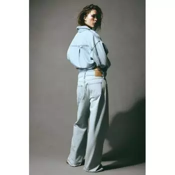 HM Lowrise Wide Baggy Jeans Pale Denim Blue
