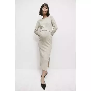 HM MAMA Комплект из 2 предметов в рубчик светло-бежевый меланж
