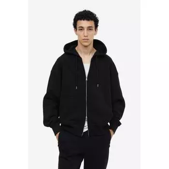 HM Oversized худи на молнии, черный
