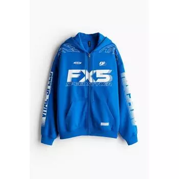 HM Oversized худи на молнии ярко-синего цвета FX5