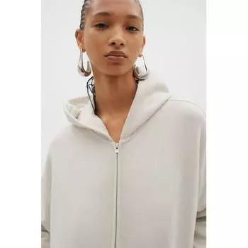 HM Oversized худи на молнии светло-бежевого цвета