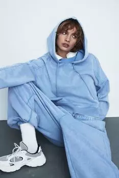 HM Oversized худи с эффектом потертости Голубой, потертый цвет