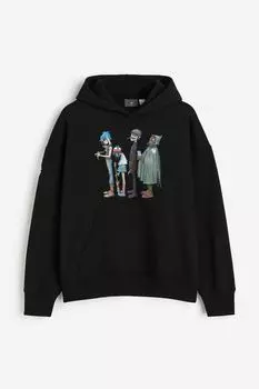 HM Oversized худи с принтом, черный Gorillaz