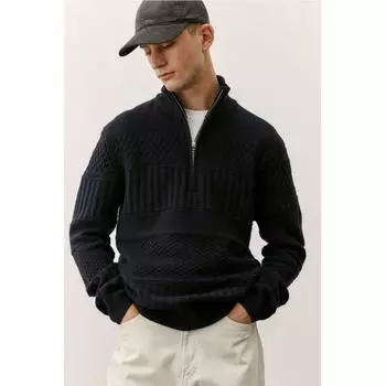 HM Patterned Knit Свитер Regular Fit Темно-синий XS