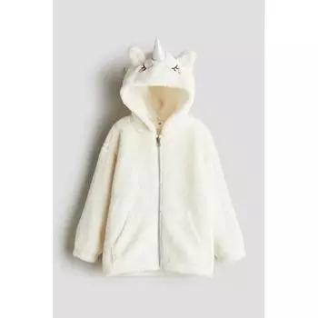 HM Pile Zip Up Hoodie Natural White Unicorn