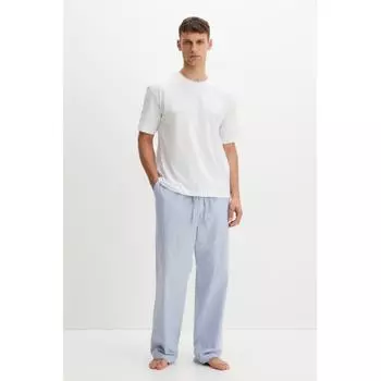 HM пижамный комплект из футболки и брюк светло-голубой/белый S