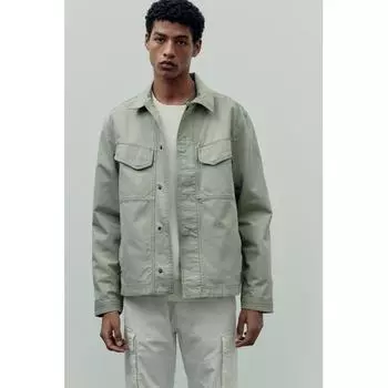 HM Regular Fit Canvas oversHirt pistacHio Green S