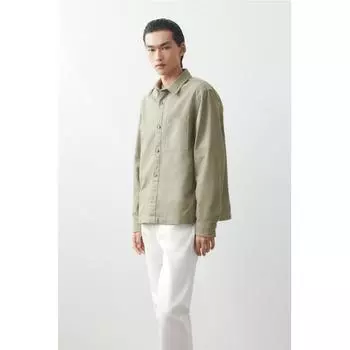 HM Regular Fit Cotton Twill oversHirt kHaki Green XS