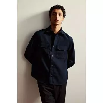 HM Regular Fit Felt oversHirt Navy Blue S