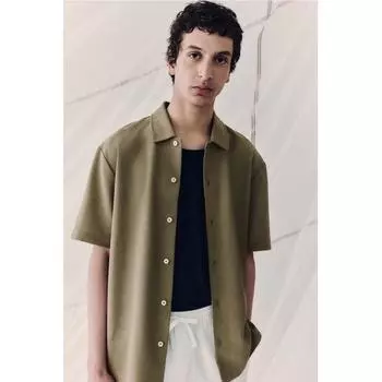 HM Regular Fit Рубашка из джерси с коротким рукавом Хаки-Зеленый