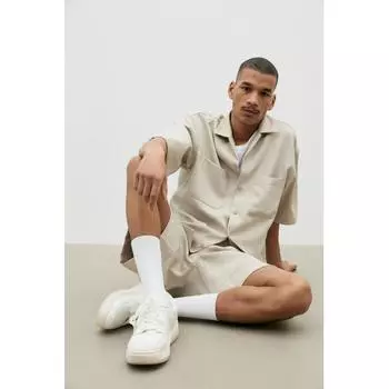 HM Regular Fit Рубашка из твила с короткими рукавами Светло-бежевая