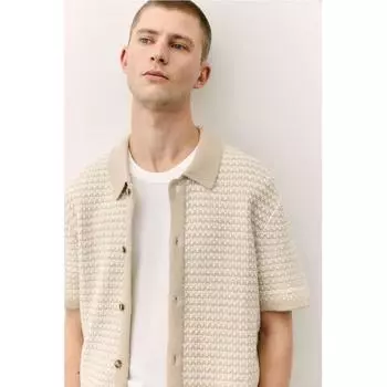 HM Regular Fit Текстурированная трикотажная рубашка бежевого цвета XS