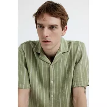 HM Regular Fit Текстурированная трикотажная рубашка для лагеря Хаки-Зеленый