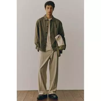 HM Regular Fit Twill oversHirt kHaki Green XS