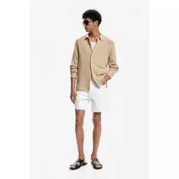 HM Regular Fit Вязаная Рубашка С Дырями Бежевая