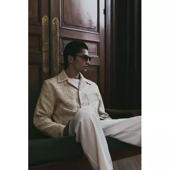 HM Regular Fit Woven Jacket светло-бежевый меланжевый XS