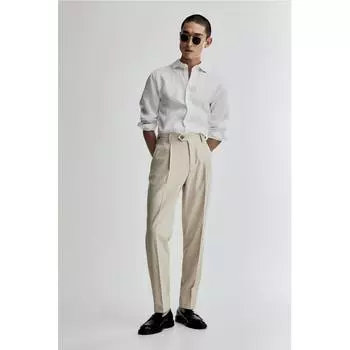 HM Slim Fit Льняная Рубашка Белая