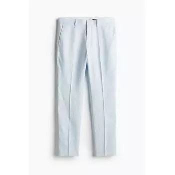 HM Slim fit льняные костюмные брюки светло-синие