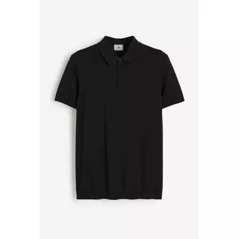 HM Slim fit рубашка-поло из смесового шелка, черная