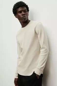 Топ из трикотажного джерси HM slim fit Waffle Light Beige XS
