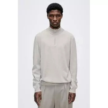 HM slim fit Zip Top Тонкий вязаный свитер светлый серо-меланжевый XS