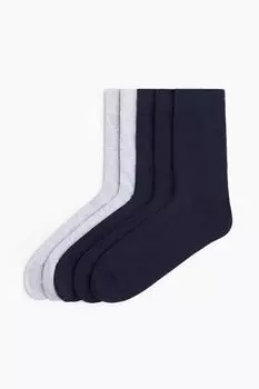 HM Socks Set Of 5 Dark Blue Grey Melange 37/39