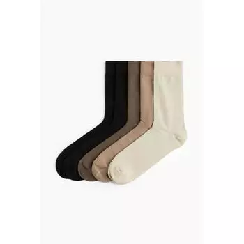 HM Socks Set Of 5 Pairs CreaM Beige Brown Black 3739