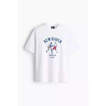 HM свободная футболка с принтом белая New Haven XS